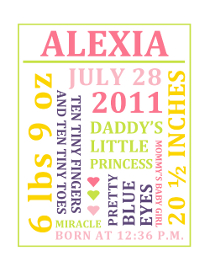 Printable Baby Girl Birth Annnouncement Collage